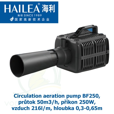 Circulation aeration pump BF250, průtok 50m3/h, příkon 250W, vzduch 216l/m, hloubka 0,3-0,65m