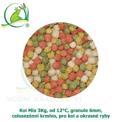 Koi Mix 3Kg, od 12°C, granule 6 mm, celosezónní krmivo, pro koi a ostatní okrasné ryby