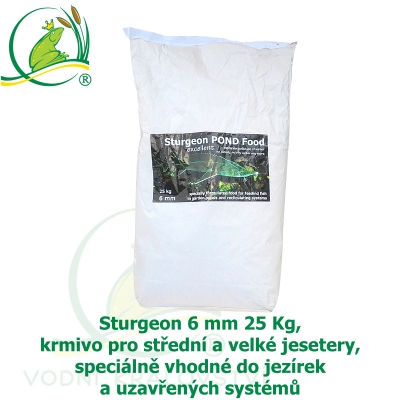 Sturgeon 6mm 25Kg, krmivo pro střední a velké jesetery, speciálně vhodné do jezírek a uzavřených systémů