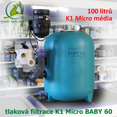 K1 Micro BABY EconoBead 60, nízkotlaká tlaková filtrace do 60 m3, 100 litrů K1 Micro