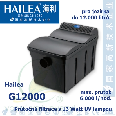 Hailea G12000-UVC 13 Watt, průtočná, dvoukomorová filtrace s 13 Watt UV, pro jezírka 6-18.000 litrů
