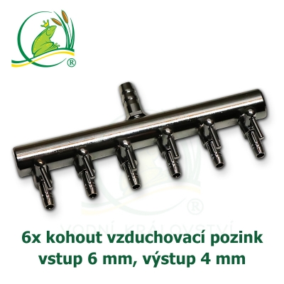 Rozdělovač na vzduchování 6 x, vzduchovací rozdvojka pozink kohout PLUS 4 (6) mm - 4 vývody model Y